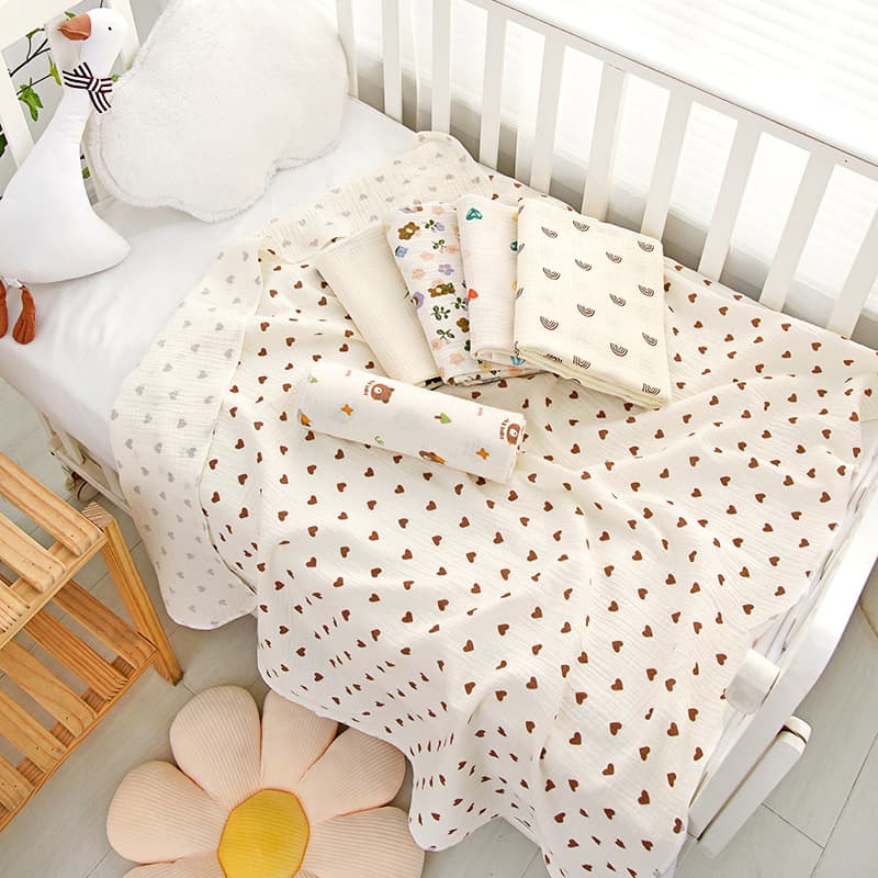 Summer Double-Layer Crepe Newborn Swaddle Blanket Air-Conditioned Room Baby Cover Blanket Baby Going-Out Wrap Cartoon Infant Wrap