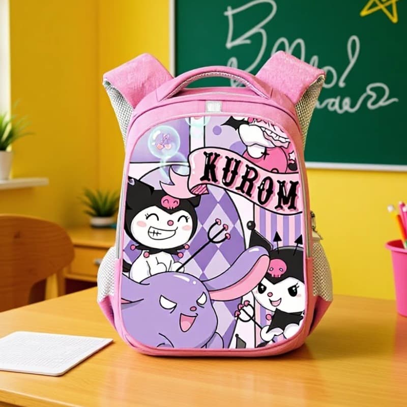 New Sanrio Kuromi Children's Backpack Cute Girl Backpack High-Face-Value Cartoon Double-Shoulder Bag Cross-Border Wholesale