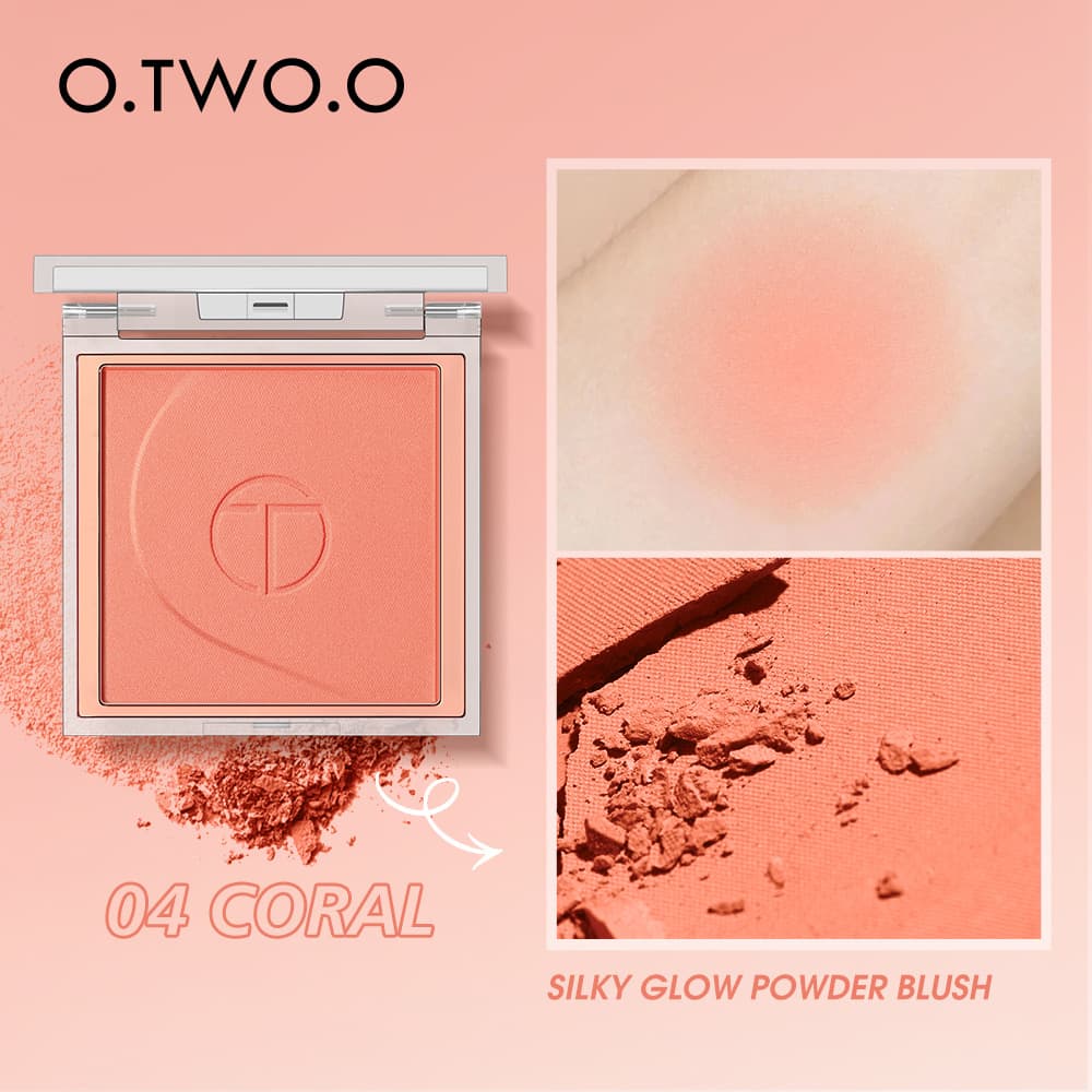 O.TWO.O Single Color Blush SC044 Peach Orange Soft Matte Contour Blush to Enhance Complexion