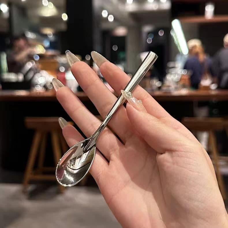 Stainless Steel Spoon Trendy Coffee Stirring Spoon Household Spoon Soup Spoon Seasoning Spoon Ice Cream Dessert Spoon Customizable LOGO