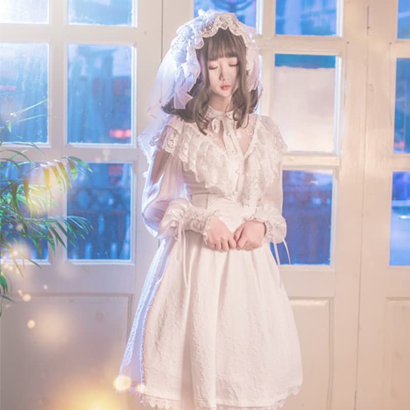 Original Design Edward Collar Spring/Summer Lolita Vintage Aristocratic Slim Elegant Camellia Woman Long Sleeve Shirt