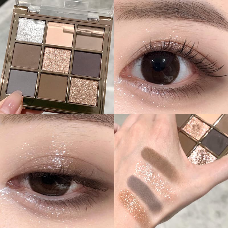 Tingphe new oatmeal nine-color eye shadow palette ins beads matte powder mist rose earth color students daily affordable price
