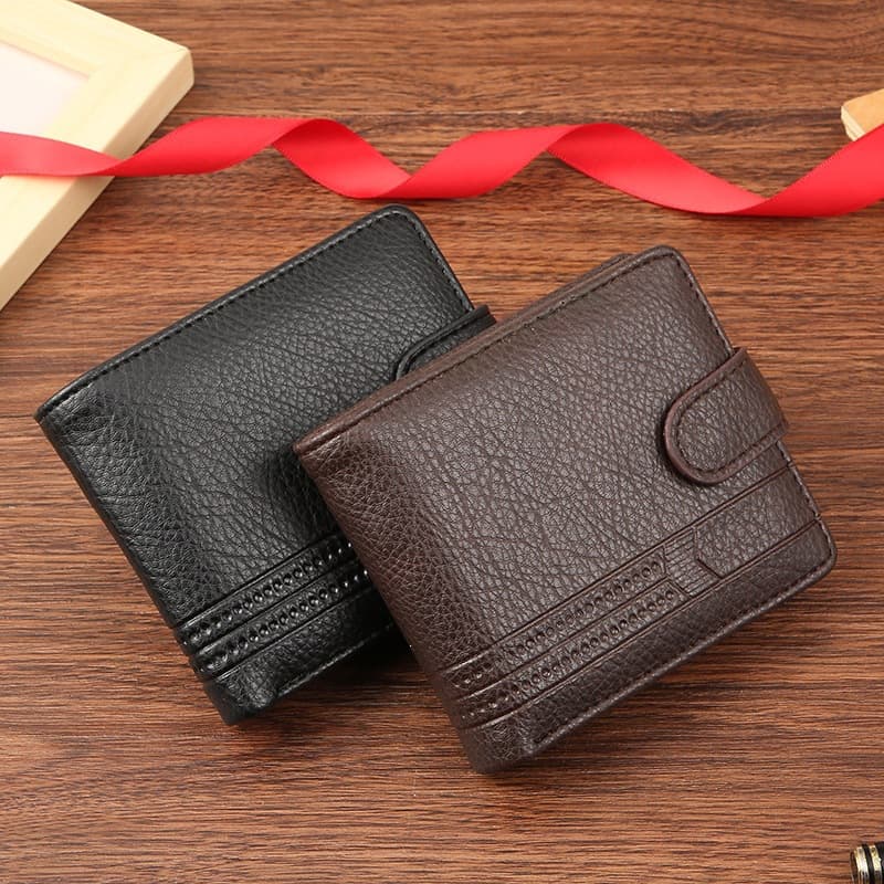 Factory Wholesale Men's Wallet PU Leather Short Style Cross-Border Zipper Clasp Wallet New Style Billfold Coin Purse