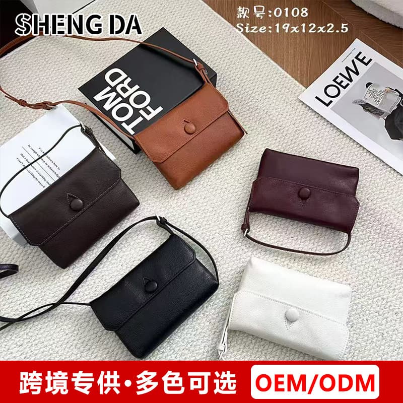New first-layer cowhide cross-body bag, high-end soft leather, old money style small hand bag, commuting versatile shoulder bag, cross-border