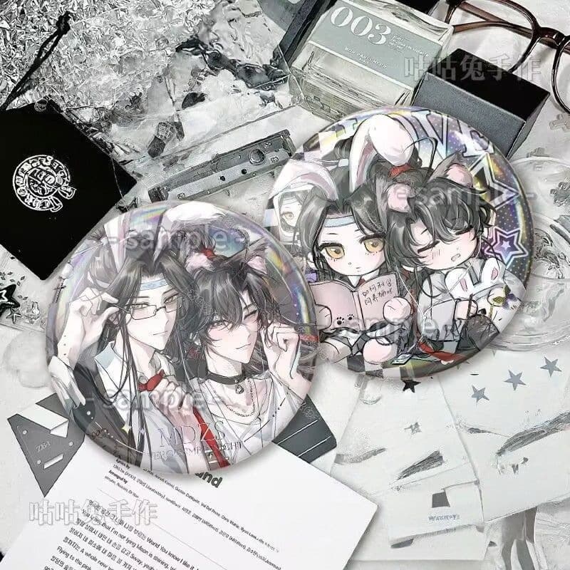 The Patriarch of the Demonic Way Q version peripheral bar, Lan Wangji, Wei Wuxian badge, Guzi gift to friends, medal, rainbow laser