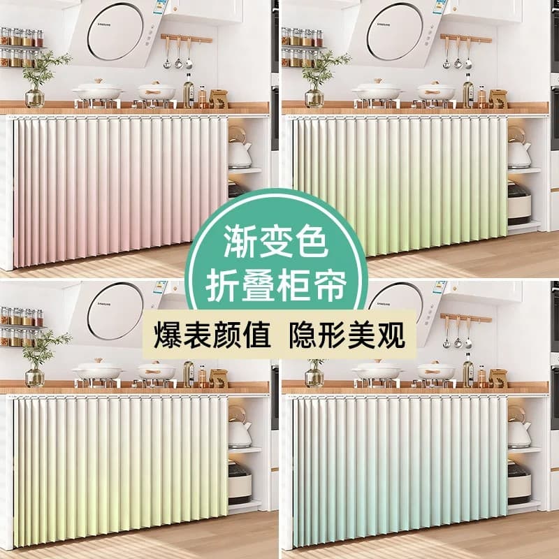 Premium No-Drill Dustproof Foldable Curtain for Kitchen Cabinet Stove Counter, Waterproof and Oil-Proof Storage Cover