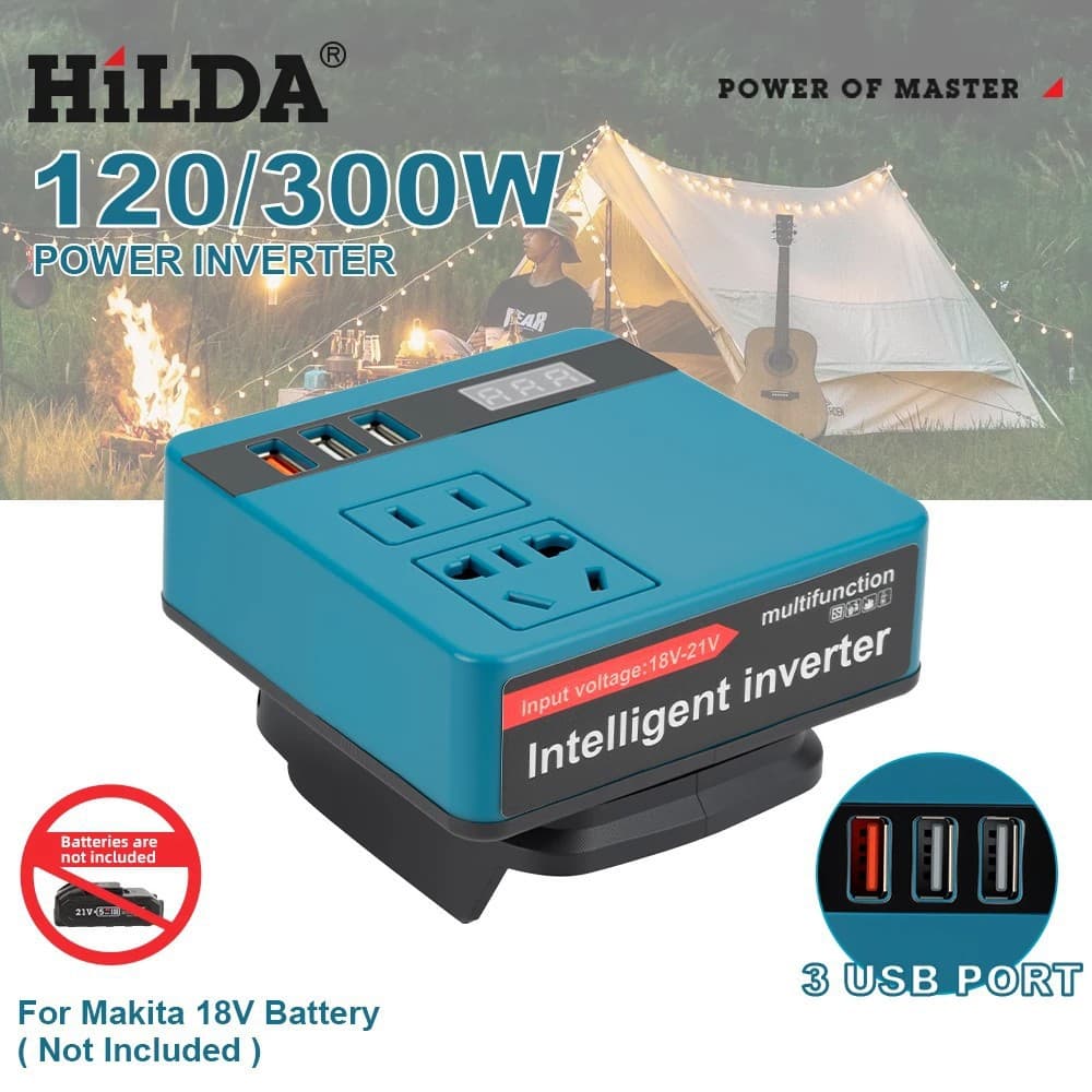 Lithium Battery Inverter AC220V/DC5V/12V Outdoor Work Inverter Lithium Tool Battery Inverter