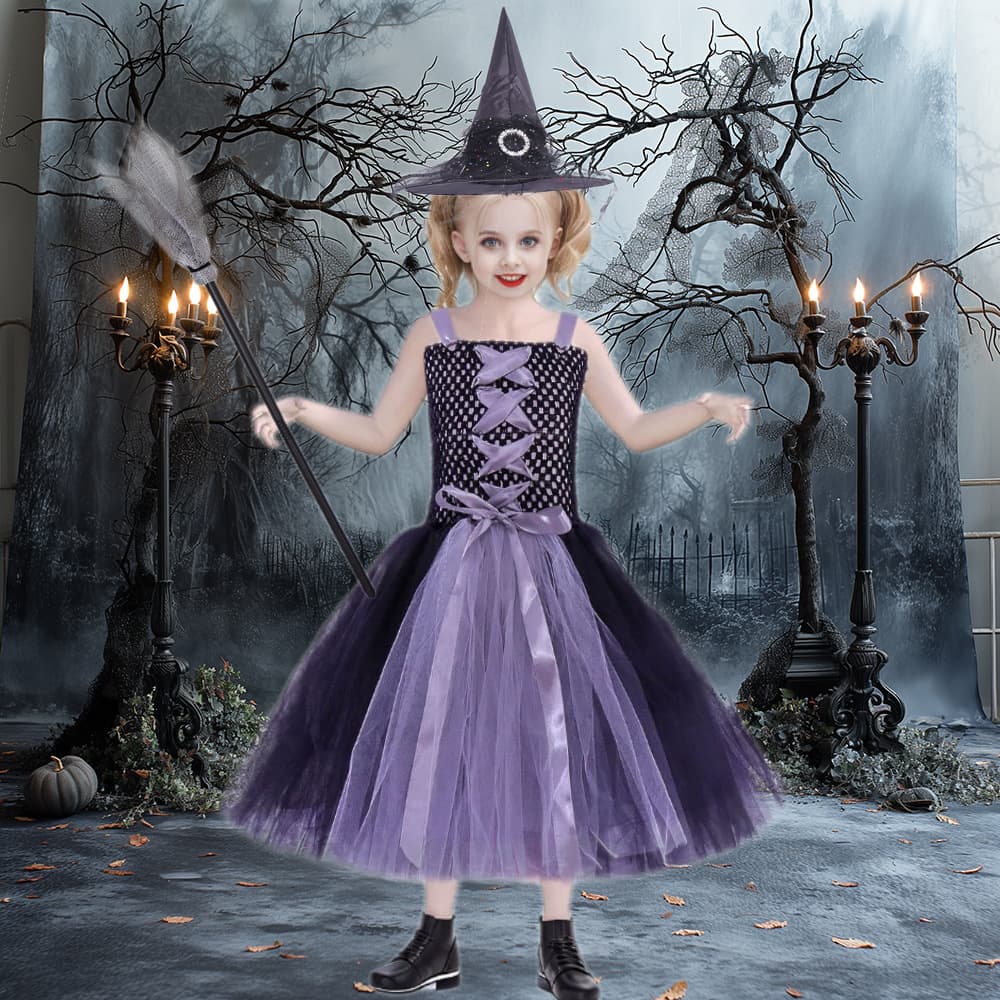 Cross-border Children's Clothing New Girls Dress Tutu Skirt Halloween Sleeping Curse Witch Role Play Costume