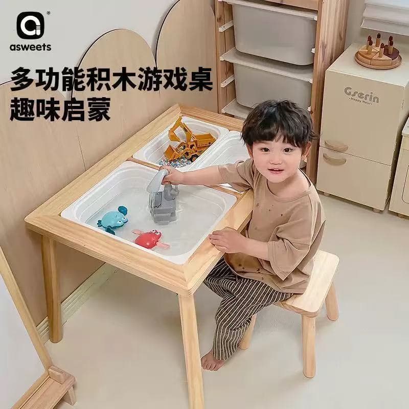 In Stock Kids Sensory Wooden Table Toy Game Table Building Blocks Sand Water Table Home Living Room Companion Play Sand Table