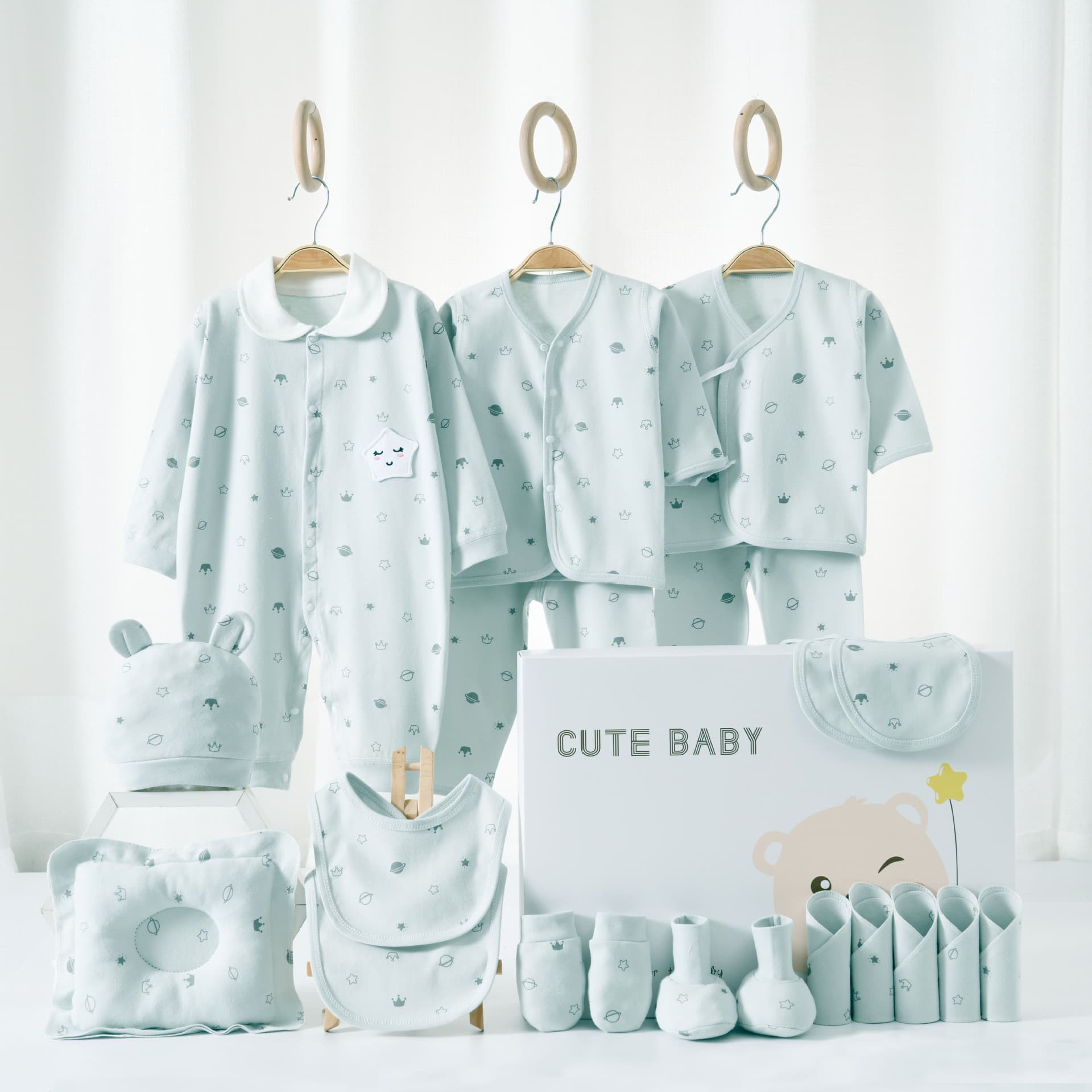 Newborn Baby Boy Girl Autumn Winter Full Moon Gift Infant Clothes Pure Cotton Set Baby Gift Box