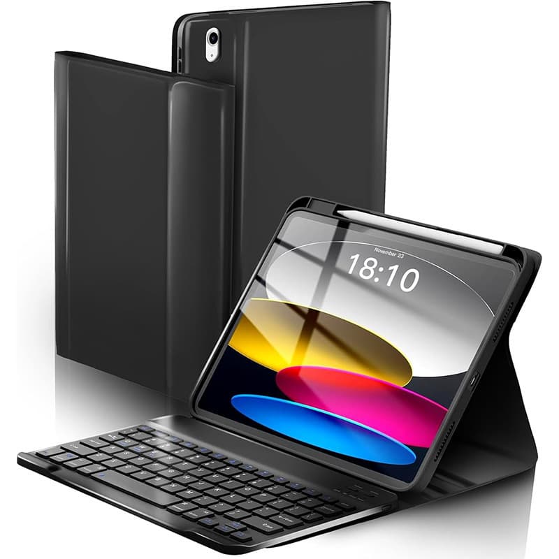 Compatible with iPad A16 11-inch Tablet Protective Case, 10th Gen 10.9-inch Bluetooth Keyboard Folio with Pen Holder