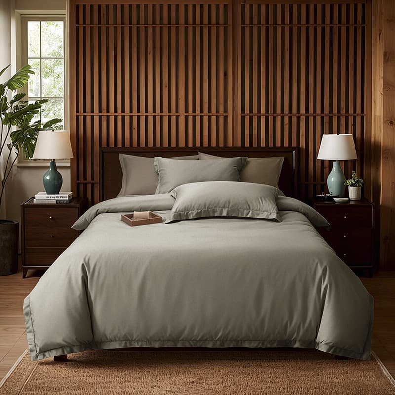 Tencel Cotton 4-Piece Bedding Set for Export, Autumn/Winter Thickened Solid Simple Washed Light Brushed Duvet Cover Sheet Bedding