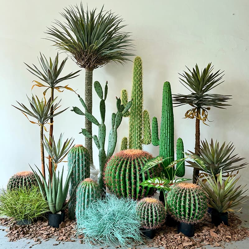 Artificial Green Plants Fake Cactus Succulent Decor Indoor Sand Plant Cactus Ball Staircase Landscape Ornament Large