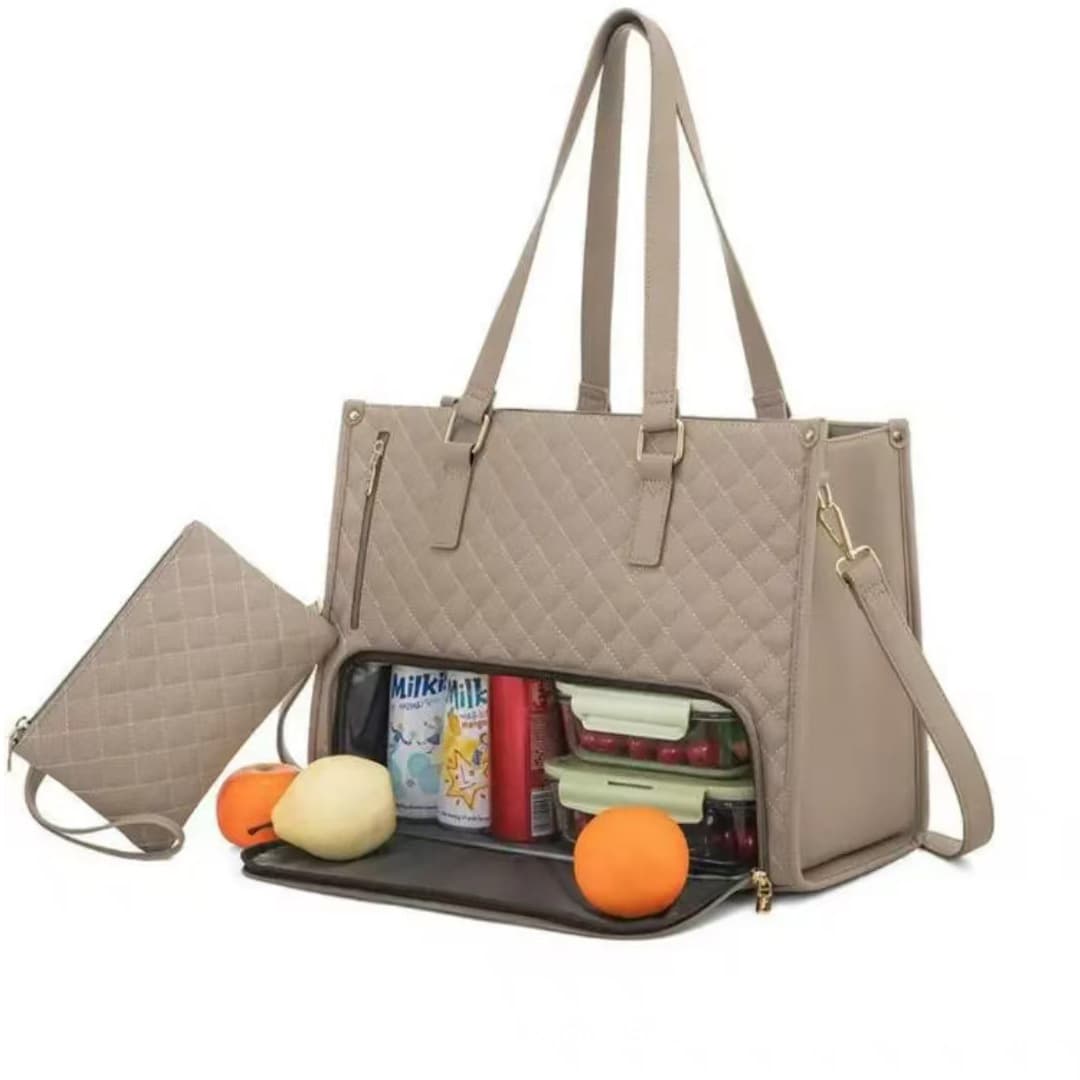New Cross-Border 2-in-1 Tote Bag Lunch Bag Combo, Shoulder Bag for Women, Insulated Large-Capacity Lunch Box Bag