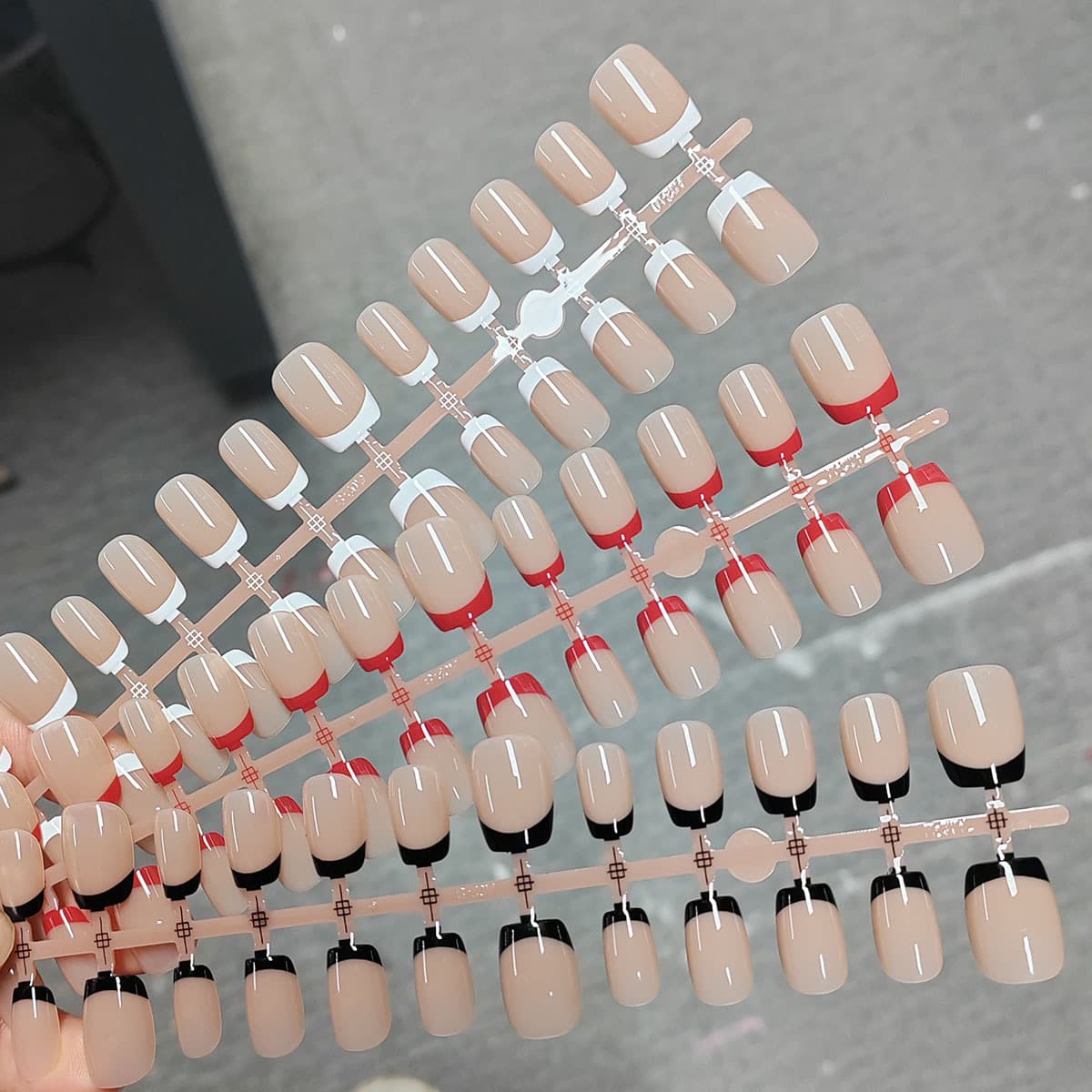 Cross-border Hot-selling French Manicure Short Press-on Nails Red French Black French White French High-end Detachable Nails