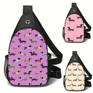 Amazon Cute Dog Crossbody Bag, Casual Chest Bag for Primary and Secondary School Students, Printed Casual Bag, Crossbody Chest Bag, Sports Crossbody Bag