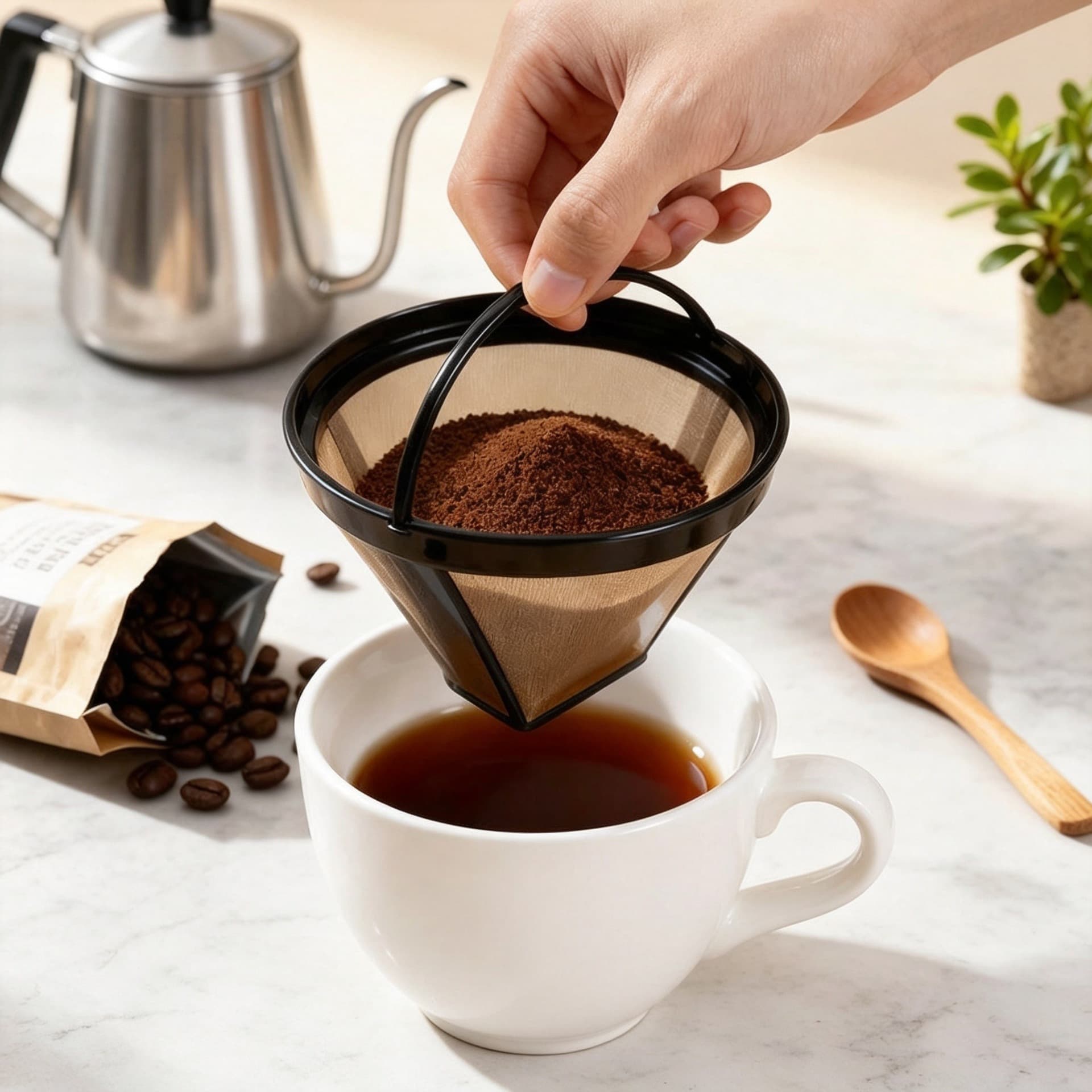 Pour-Over Coffee Kettle Filter-Free Drip Coffee Funnel Strainer Filter Cup Coffee Machine Accessory