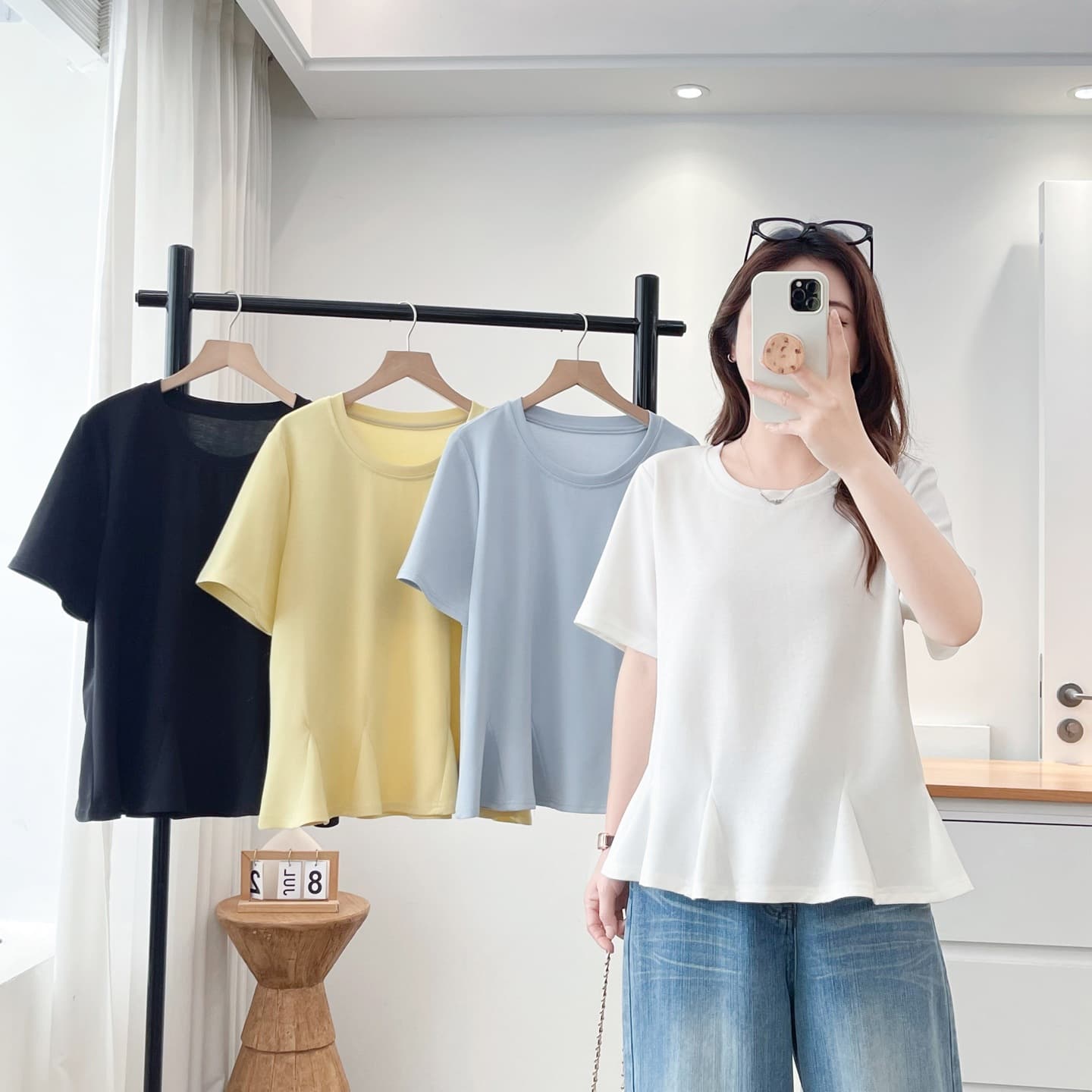 Plus Size Women's Fishtail Hem Short Sleeve T-Shirt 2026 Summer Plus Size Slimming Loose Belly Cover Short Sleeve 8829
