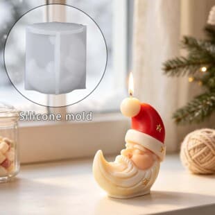 DIY Christmas Moon Candle Silicone Mold, Santa Claus Gypsum Decoration Ornament Mold