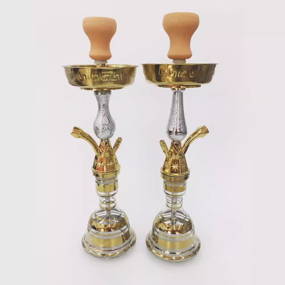 Cross-border wholesale new Arabic hookah Egyptian gun hookah golden glass bottle shisha hook