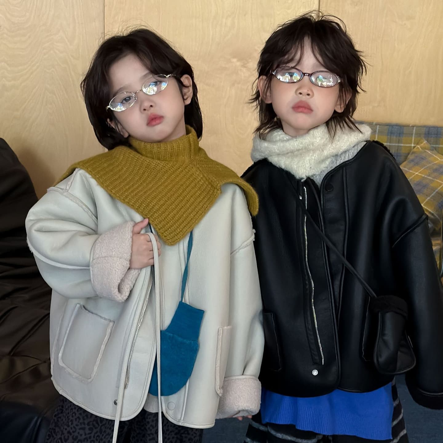 Cheese & Cat children's clothing boys' leather jacket 2025 winter Korean style thickened children's leather jacket with bag, stylish and trendy