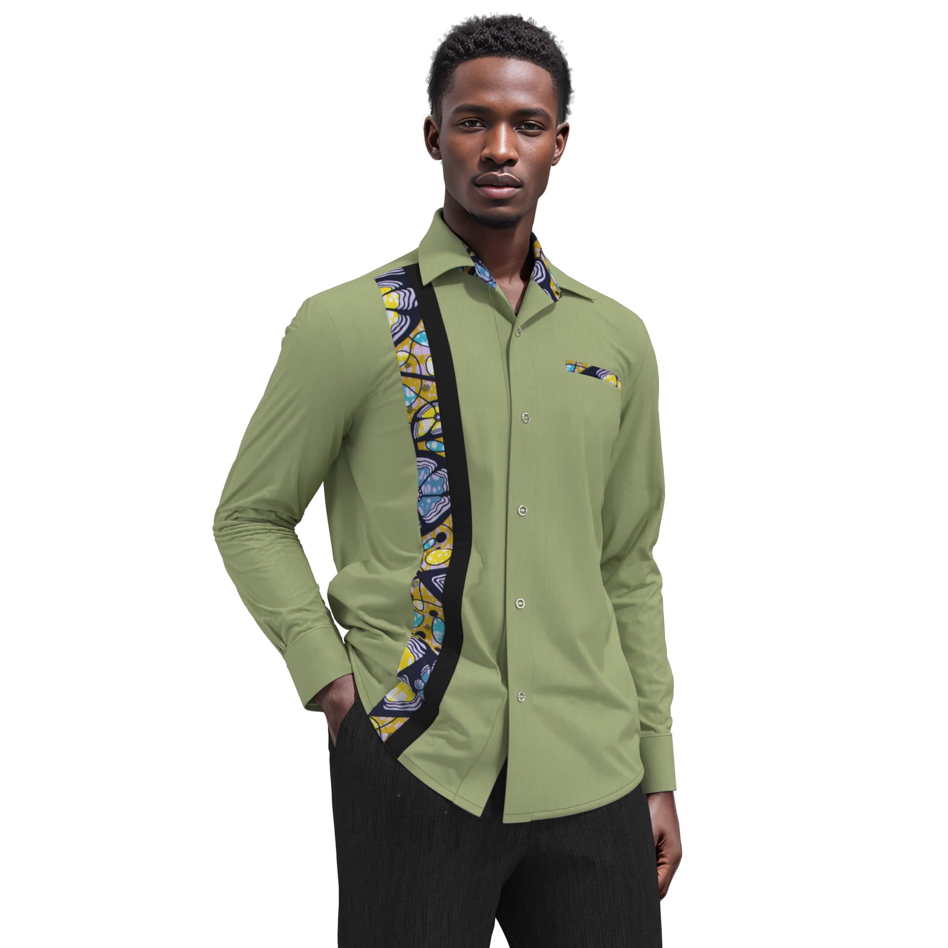 Cross-border men's long sleeve shirt bestseller with ethnic style design, casual turn-down collar shirt for spring and autumn, drop shipping available.