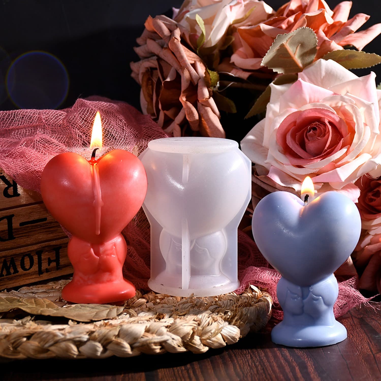 Deyi life diy glue mold Valentine's Day kiss love ornaments silicone mold candle aromatherapy ornaments