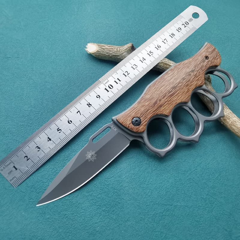 Tactical Folding Knife Gloves Outdoor Self-Defense Emergency Tool Tiger Finger Knife Window Breaker Stainless Steel Hand Support