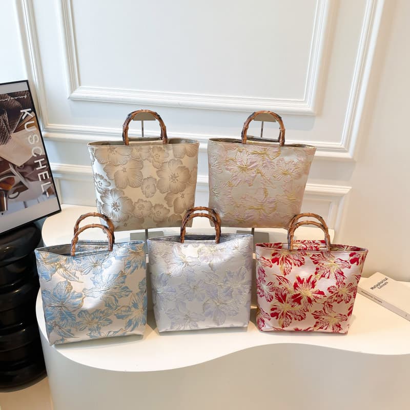 2025 New Chinese Style Retro Bamboo Jacquard Hanfu Large Capacity Tote Handbag High Aesthetic Women's Bag