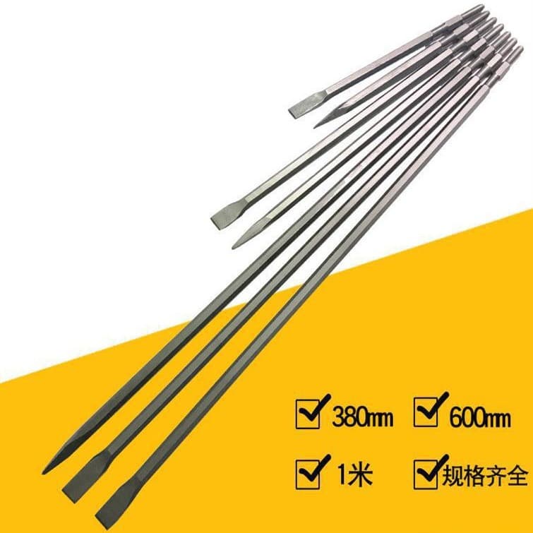 Extended hammer drill bit, extra-long 1-meter electric pick, square shank, hexagonal shank impact drill bit for grooving concrete.