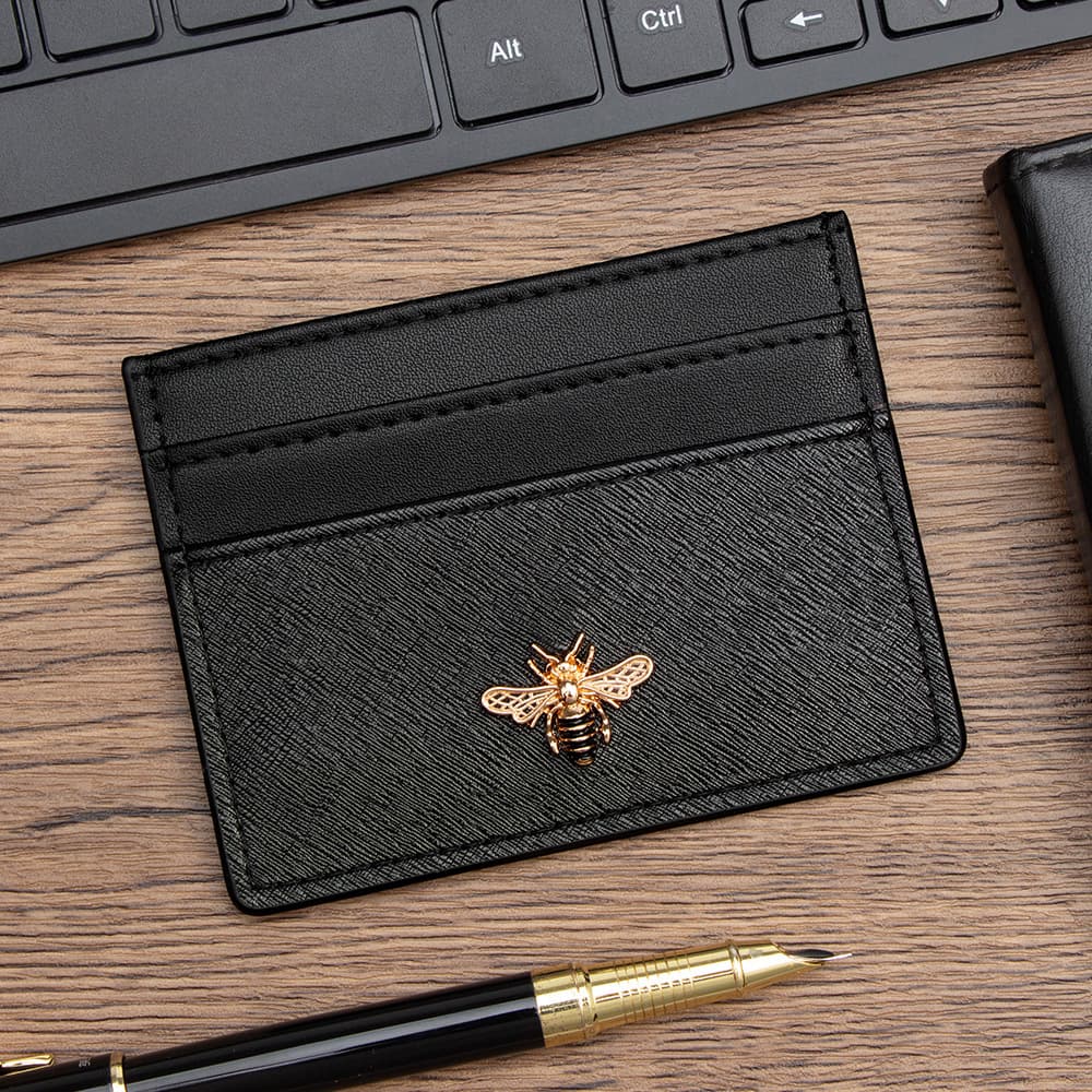 European and American Little Bee card holder card holder suitable for bank cards, ID card holder, unisex leather case, document holder, card holder