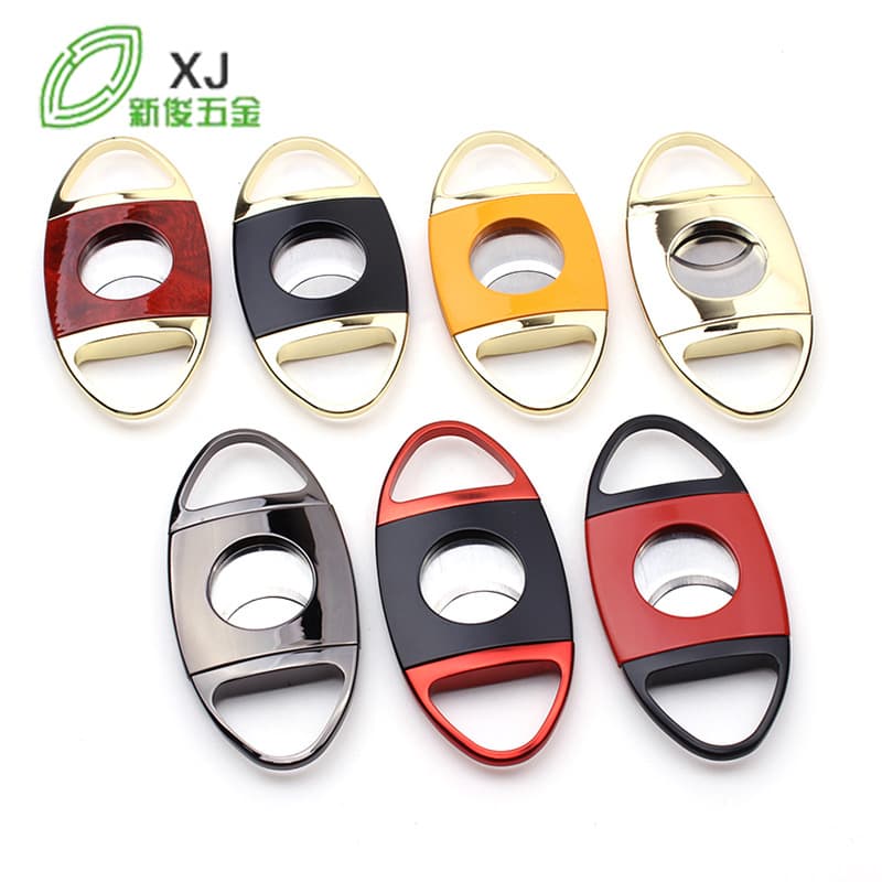 Colored zinc alloy cigar cutter, stainless steel double-blade cigar cutter, cigar accessory, in stock, wholesale.