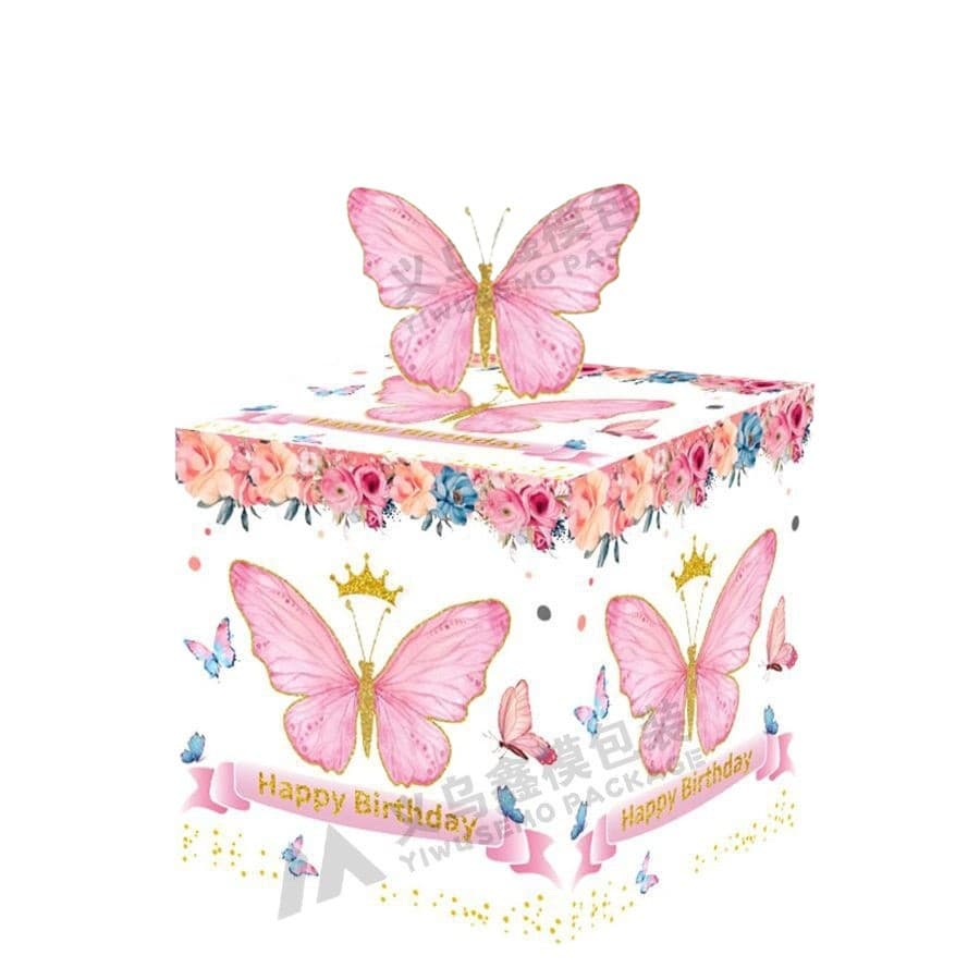 Amazon Birthday Party Decoration Props Pink Butterfly Money Pull Box Surprise Halloween Gift Christmas