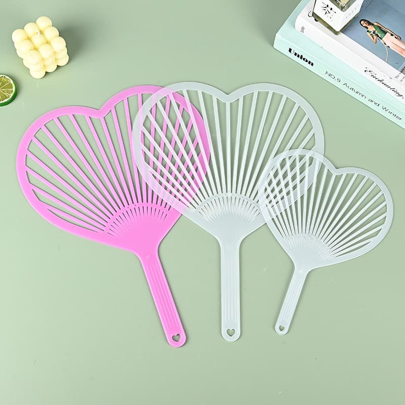 DIY Star Fan Support Fan Advertising Fan Plastic Blank Solid Color Fan Black and White Heart-Shaped Handle Extra Large Heart Fan