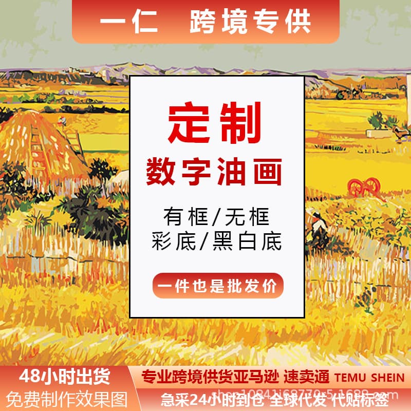 Cross-border Custom Numbered Oil Painting Source Manufacturer DIY Amazon Shein Shipping Custom Image Customizable Oil Painting
