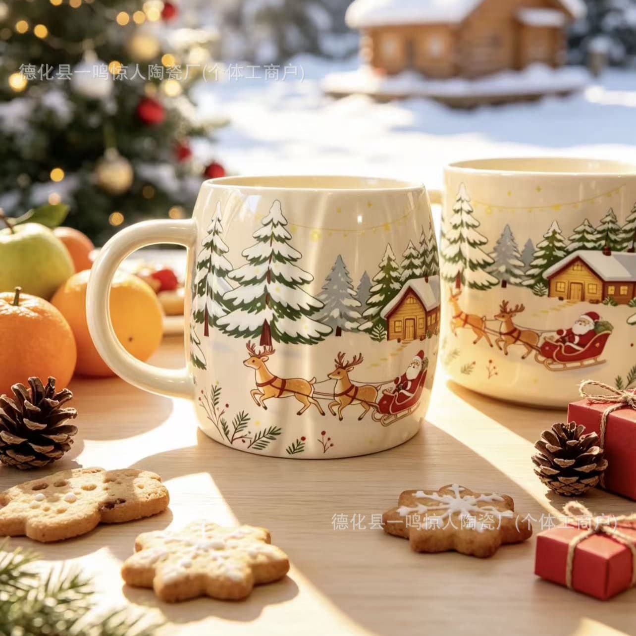 Christmas mug ceramic water cup shape Christmas tree home mug can be customized for holiday gifts and breakfast cups