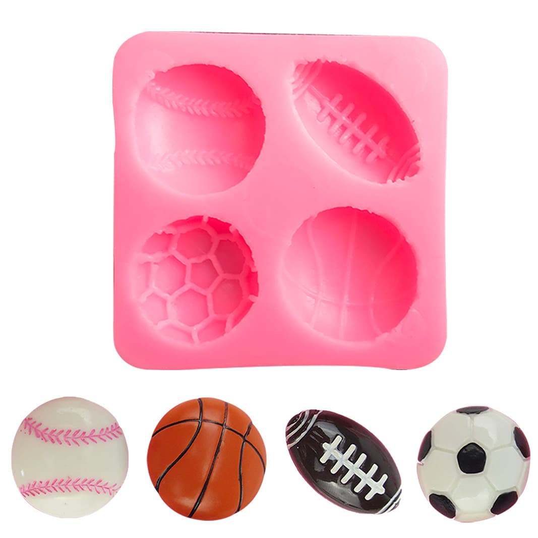 Basketball Football Silicone Mold DIY Handmade Fondant Epoxy Clay Soft Pottery Candle Aromatherapy Handmade Soap Mold