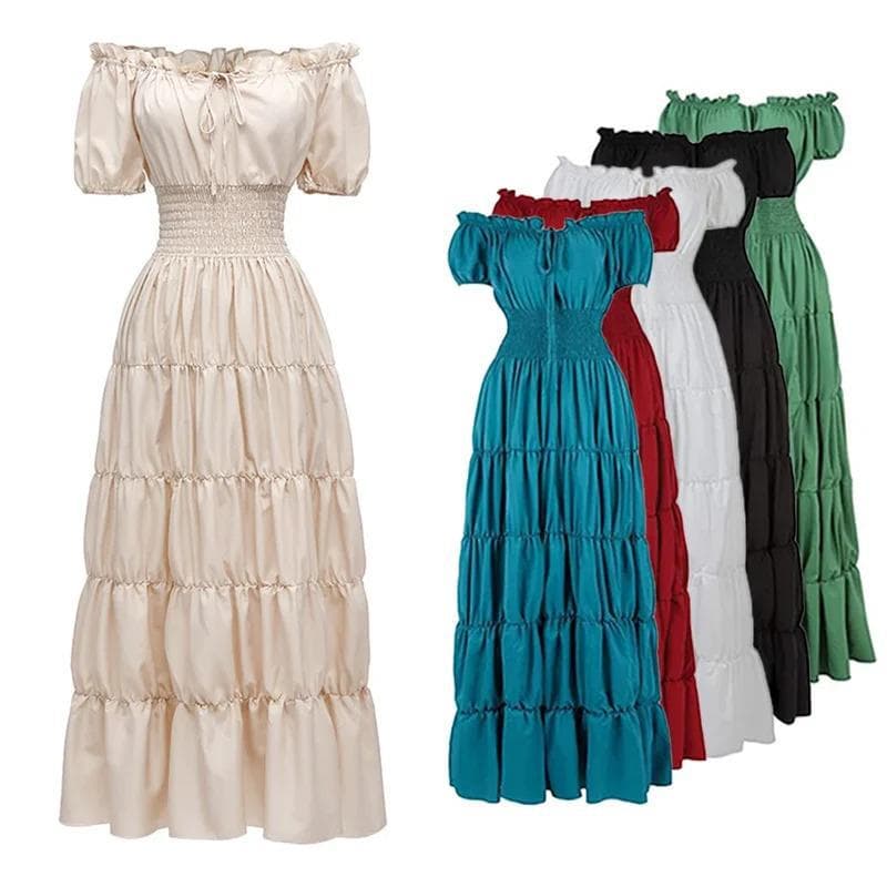 Elegant Medieval Renaissance Dress Boho Short Sleeves Off