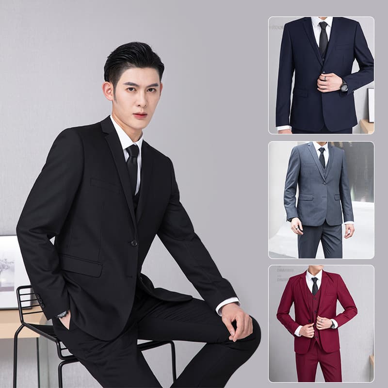 Men's Suit Three-Piece Set Korean Slim Fit Group Uniform Best Man Suit Business Formal Wear Autumn Winter Blazer
