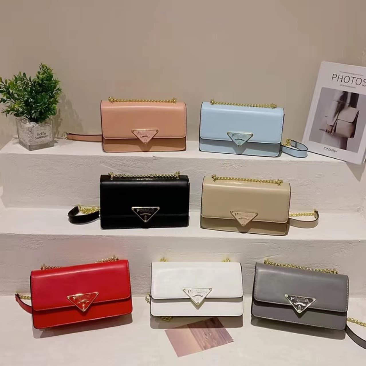 P Brand Women's 2025 New Fashion Chain Bag Letter Print Single Shoulder Crossbody Small Square Bag Cross-Border Wholesale Bag