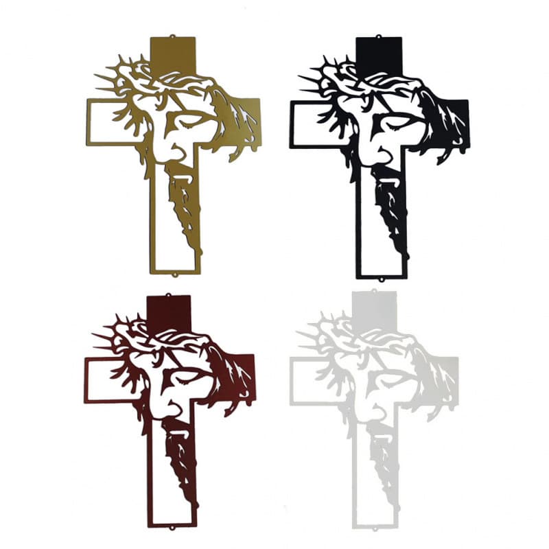 Metal Cross Wall Art Sign Decoration Vintage Hanging Ornament Living Room Office Iron Craft Decor