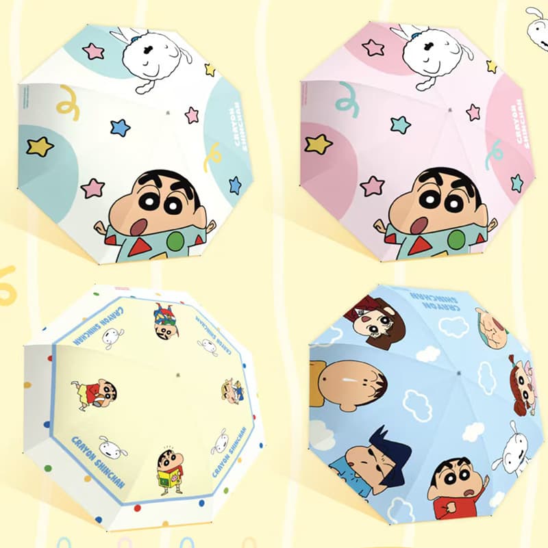 [Authentic] Crayon Shinchan Flip-Out -6 ZY5388 Three-Fold Umbrella, Dual-Use for Sun and Rain, Black Coating Sun Protection Umbrella