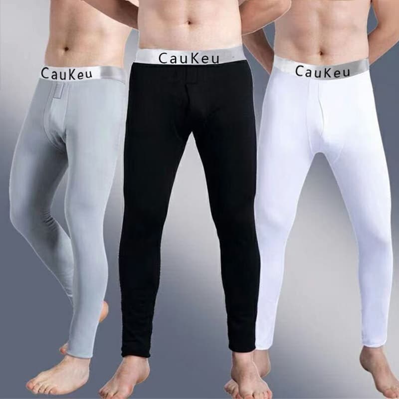 Men's autumn/winter fleece-lined single base layer pants fitted plus-size youth thermal pants fleece-lined wool pants new style wholesale.