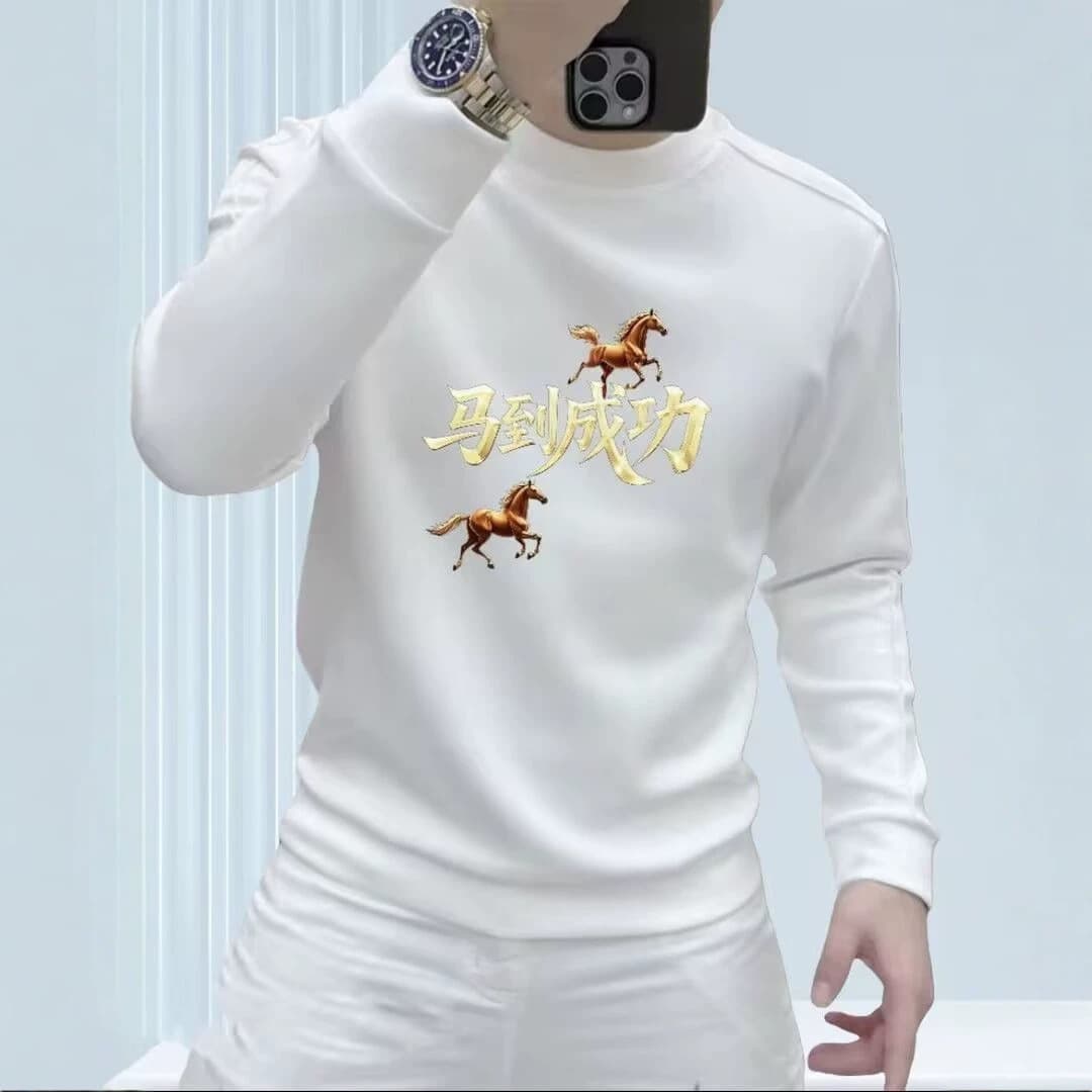 Long-sleeved T-shirts for men and women 2026 spring and autumn Korean style large size loose casual printed new tops pullover sweatshirt ins