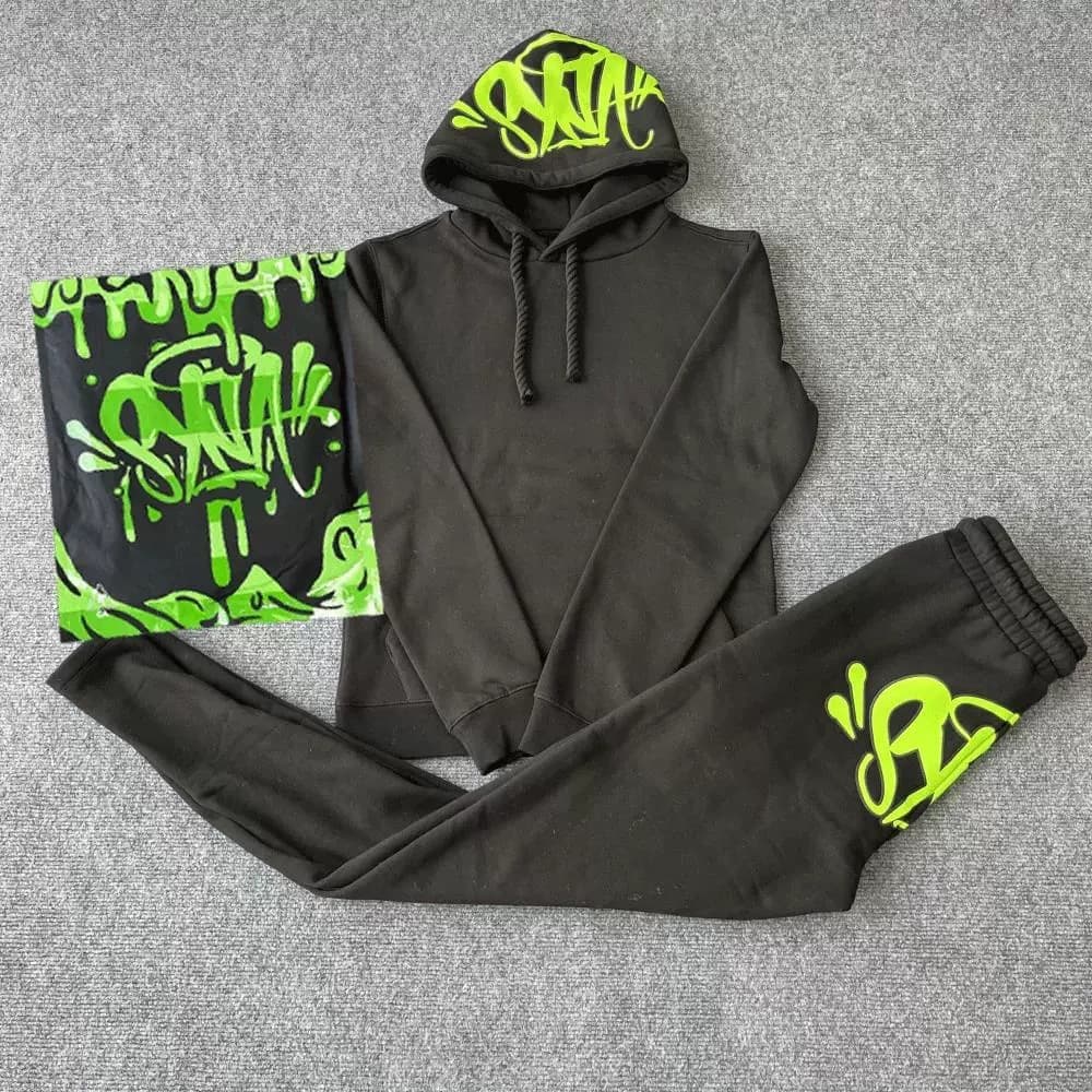 Synaworld Sweatshirt and Sweatpants Two-Piece Set Y2K Printed Hoodie Set Trendy Men's Sweatshirt