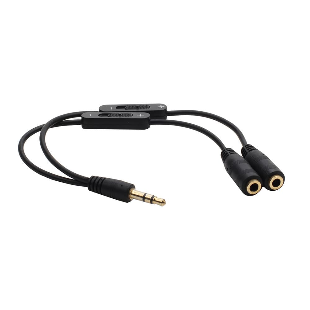 3.5 headphone one-to-two audio cable, couple line, one-to-two cable with tuning, adjustable volume
