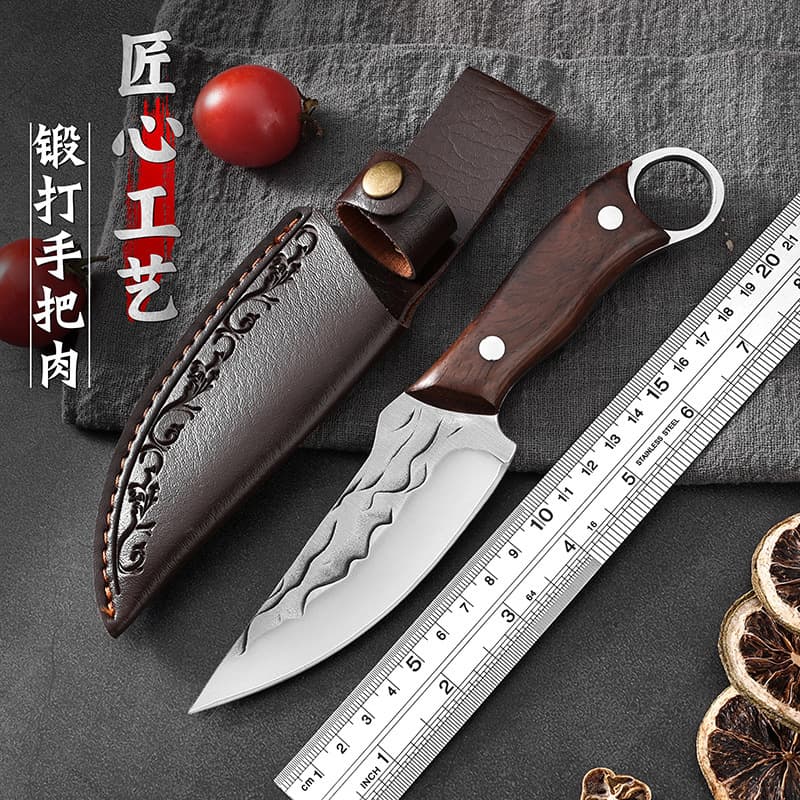 Ring Knife Small Knife Kitchen Hand Meat Knife BBQ Eating Pork Beef Mutton Knife Outdoor Camping Portable Camping Knife