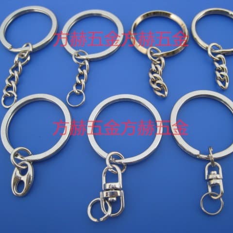 Metal Key Ring with Chain 25mm Flower Ring Flat Ring Flower Ring Plus 4-Section Chain Lobster Clasp 8-Figure Ring Stainless Steel Keychain