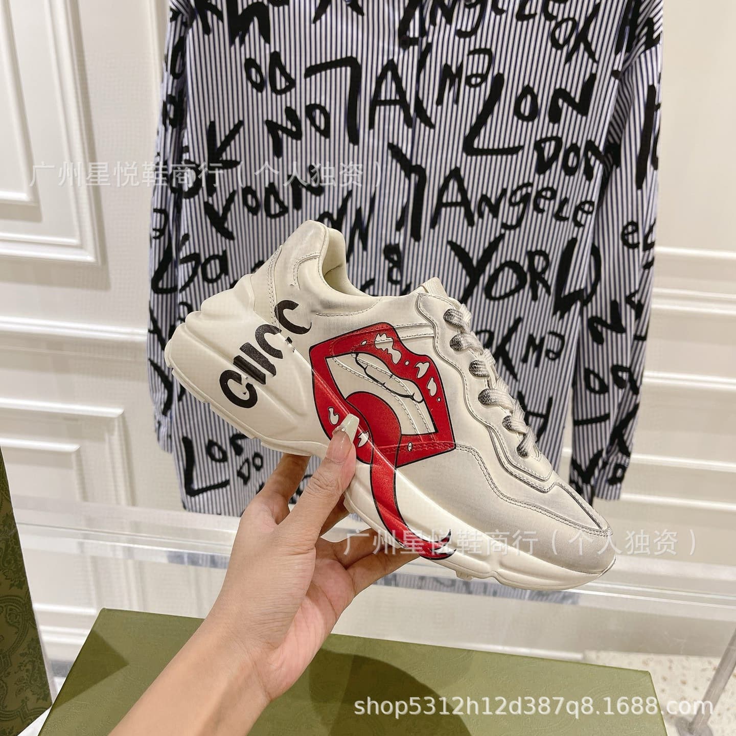 G brand 3D printed embroidered chunky sneakers, 2025 early spring fashion, cowhide platform lace-up, export-quality women's sports shoes.