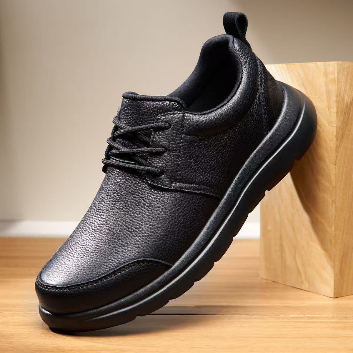 Factory Casual Shoes Men's Autumn/Winter Leather Shoes Black Lace-Up Comfortable Work Shoes Trendy Versatile PU Shoes Export Wholesale